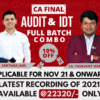 Video Lecture CA Final Audit & IDT By CA Sarthak Jain Yashvant Mangal