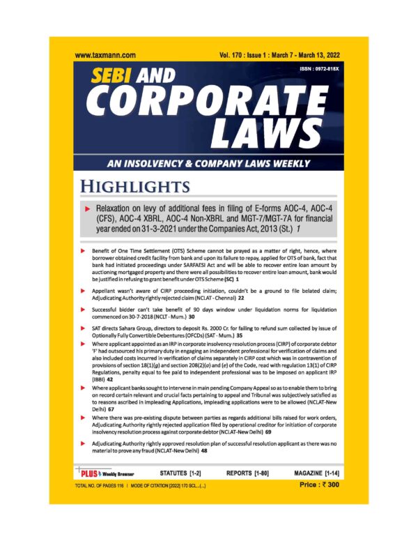 Taxmann Subscription SEBI and Corporate Laws