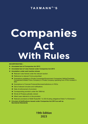 Taxmann Companies Act with Rules Edition 2023