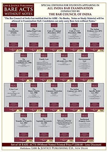All India Bar Examination Set of 19 Books By Law & Justice Edition 2022