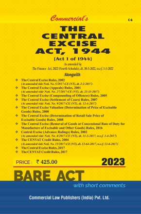 Commercial Central Excise Act 1944 Bare Act Edition 2023