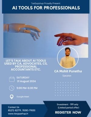 AI Tools for Professionals (Live Class) (CA, Advocates, CS, Professional Accountants etc.) By CA Mohit Punetha