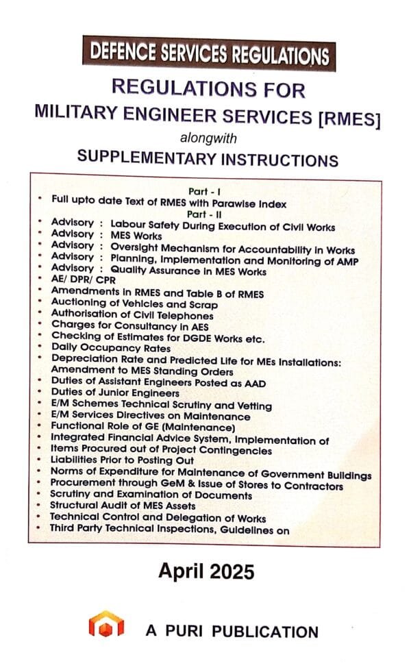 Military Engineer Services Regulations (Defence Services Regulations)