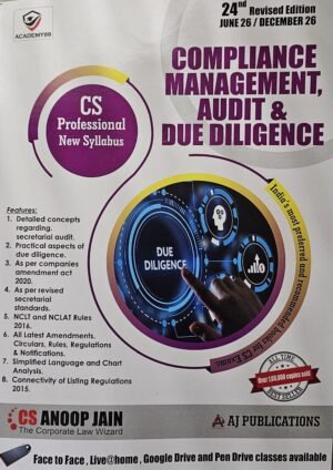 CS Professional Compliance Management Audit and Due Diligence By CS Anoop Jain June 26 Exam