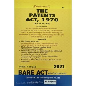 Commercial The Patents Act 1970 Bare Act by Commercial's Editorial Board Latest Edition