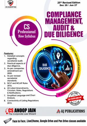 CS Professional Compliance Management Audit and Due Diligence By CS Anoop Jain Dec 26 & June 27